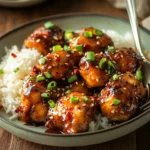 Sweet and spicy honey pepper chicken with glossy glaze