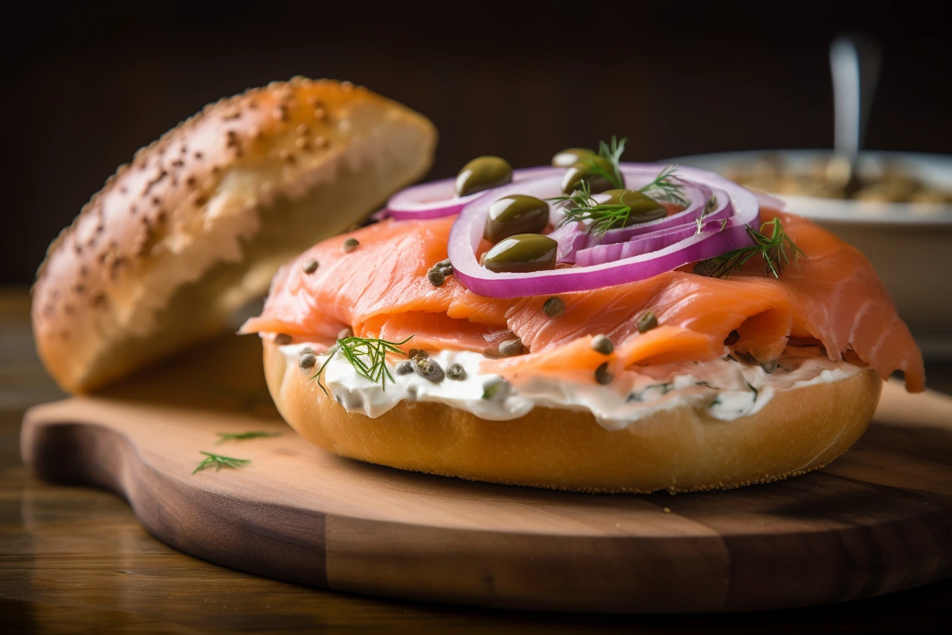 Delicious Lox Bagel with Cream Cheese and Capers