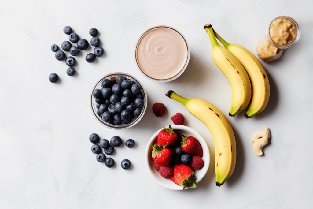 Making an acai bowl in a blender